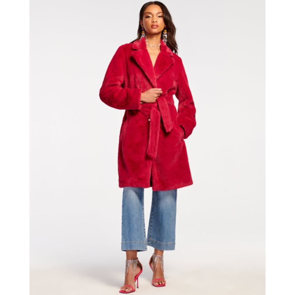 NWT Ramy Brook Sydney Faux Fur Jacket Coat Magenta Pink Women's Size Medium.